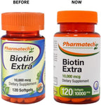Biotina 10000 mcg, 120 Cápsulas Blandas - Vitamina B7