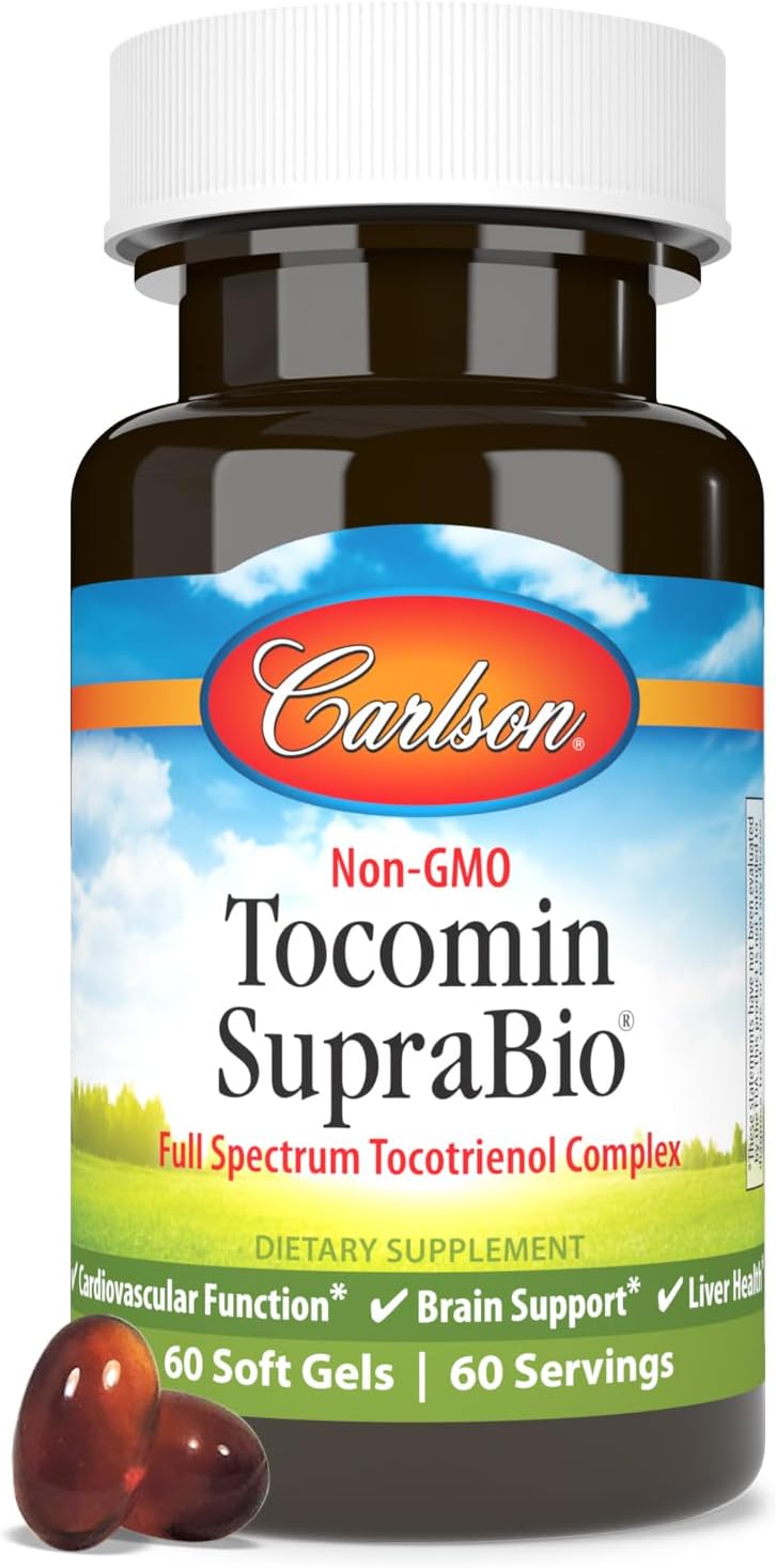 Carlson Tocomin SupraBio - Complejo de Tocotrienoles de Espectro Completo - No OGM - 60 Cápsulas Blandas
