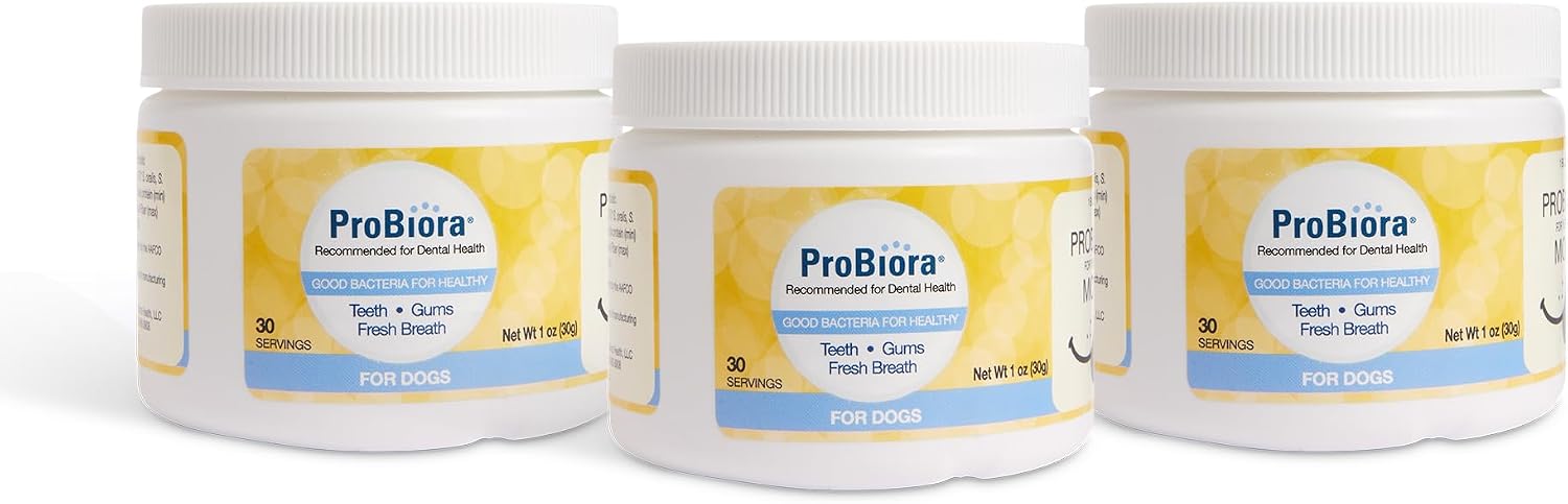 Probiora para Perros - Probiótico Bucal: Aliento Fresco y Salud Dental (30 raciones, 2 frascos)