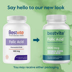 BESTVITE Ácido Fólico 1000mcg (Vitamina B9) - 240 Cápsulas Vegetarianas