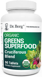 Dr. Berg's Greens Superfood - Comprimidos de Vegetales Crucíferos con 11 Fitonutrientes Orgánicos - 90 Comprimidos