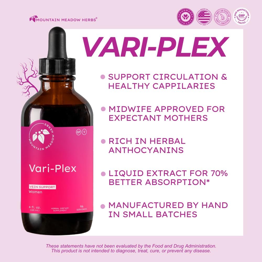 Vari-Plex de Mountain Meadow Herbs - Apoyo natural para venas y circulación, extracto líquido de bilberry (118 ml)