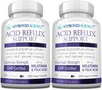 Approved Science® Acid Reflux Support - Apoyo para el Reflujo Ácido con Melatonina, Raíz de Malvavisco, L-Taurina - 60 Cápsulas Veganas