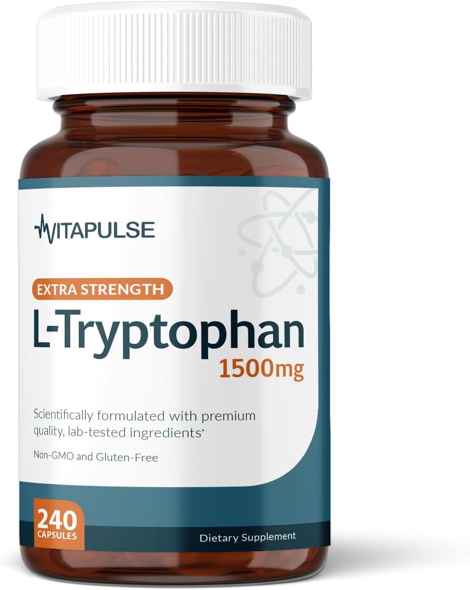 VitaPulse L-Triptófano 1500mg, 240 Cápsulas, Fórmula Nocturna, No Transgénico