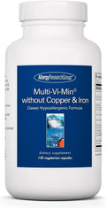 ARG Multi-Vi-Min Sin Cobre y Sin Hierro - Suplemento Multivitamínico y Mineral con Vitaminas B Activas y Metilfolato - 150 Cápsulas