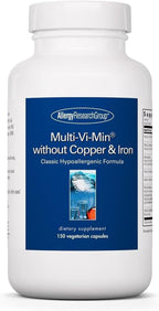 ARG Multi-Vi-Min Sin Cobre y Sin Hierro - Suplemento Multivitamínico y Mineral con Vitaminas B Activas y Metilfolato - 150 Cápsulas