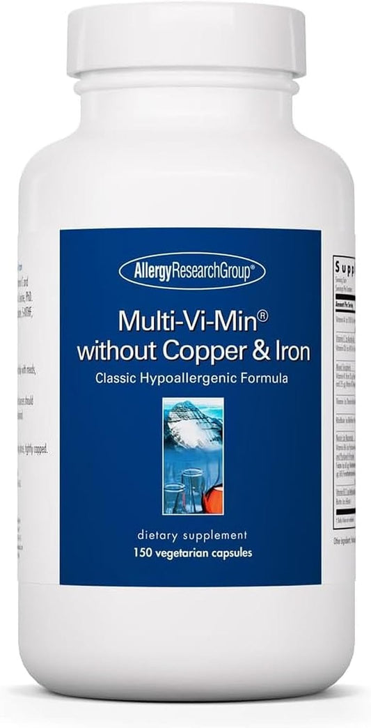 ARG Multi-Vi-Min Copper and Iron-Free - Multivitamin and Mineral Supplement with Active B Vitamins and Methylfolate - 150 Capsules