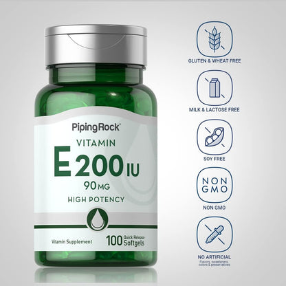 Piping Rock Vitamin E 200 IU | 90mg | 100 – Protección celular: La vitamina E contribuye a proteger las células – Image 3