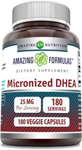 Amazing Formulas DHEA Micronizado 25mg, 180 Cápsulas Vegetales