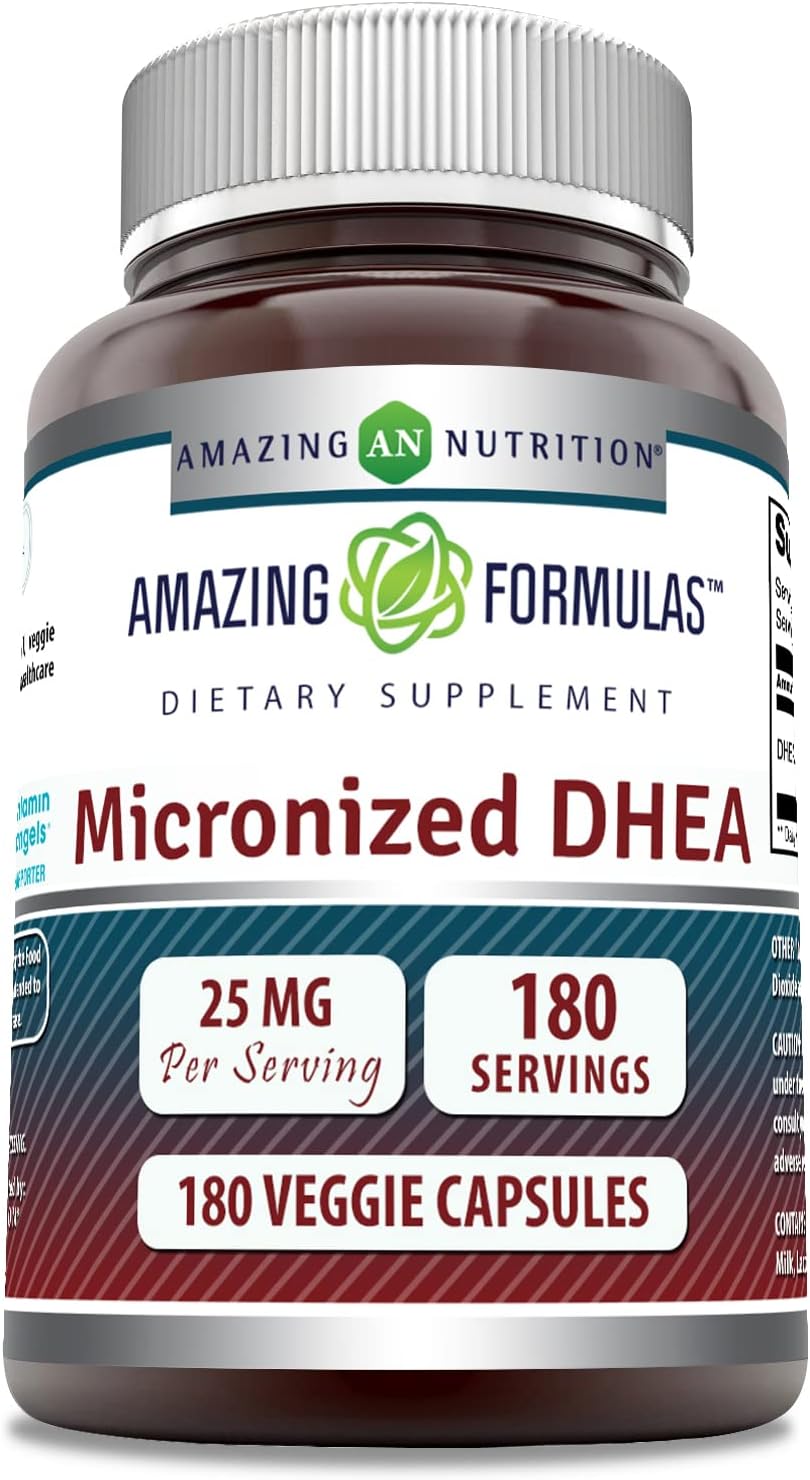 Amazing Formulas DHEA Micronizado 25mg, 180 Cápsulas Vegetales