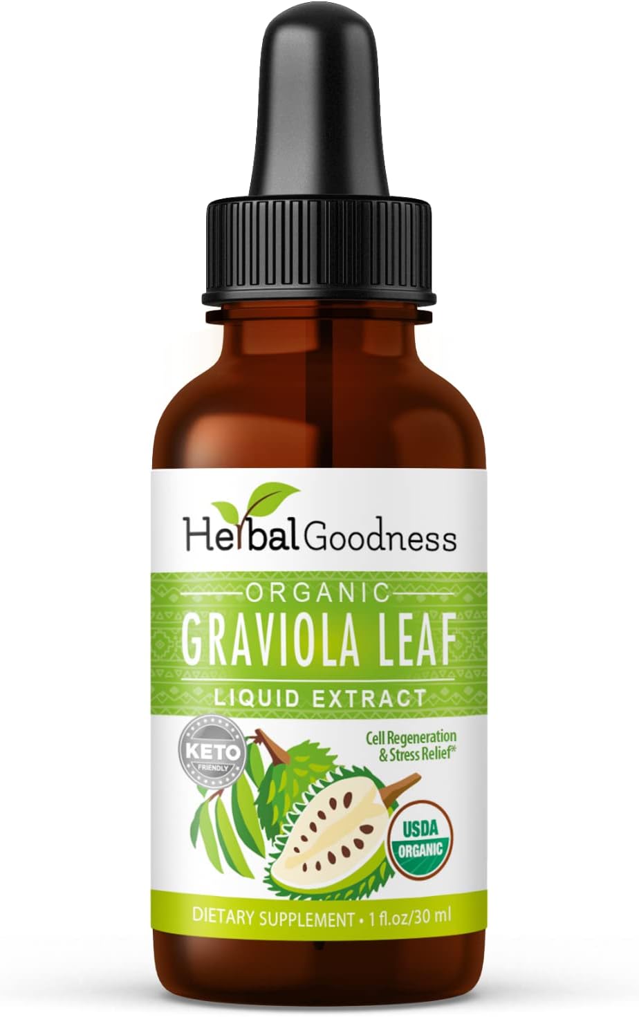 Herbal Goodness Extracto Orgánico de Hojas de Guanábana Graviola - 1 oz (30 ml) - Tintura Líquida Concentrada 15:1