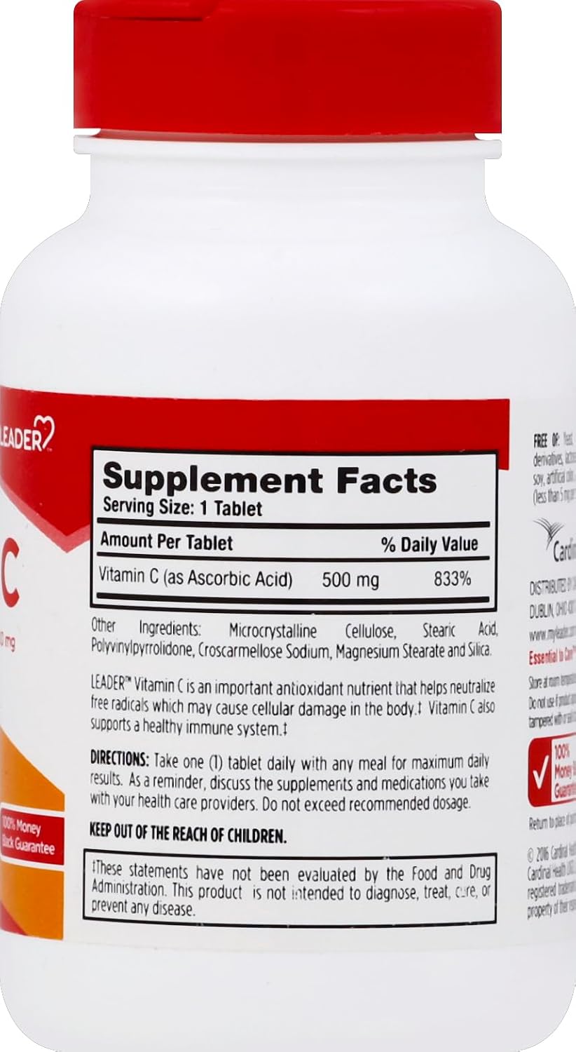 Leader Vitamina C 500 mg, 250 comprimidos por frasco (Paquete de 2)