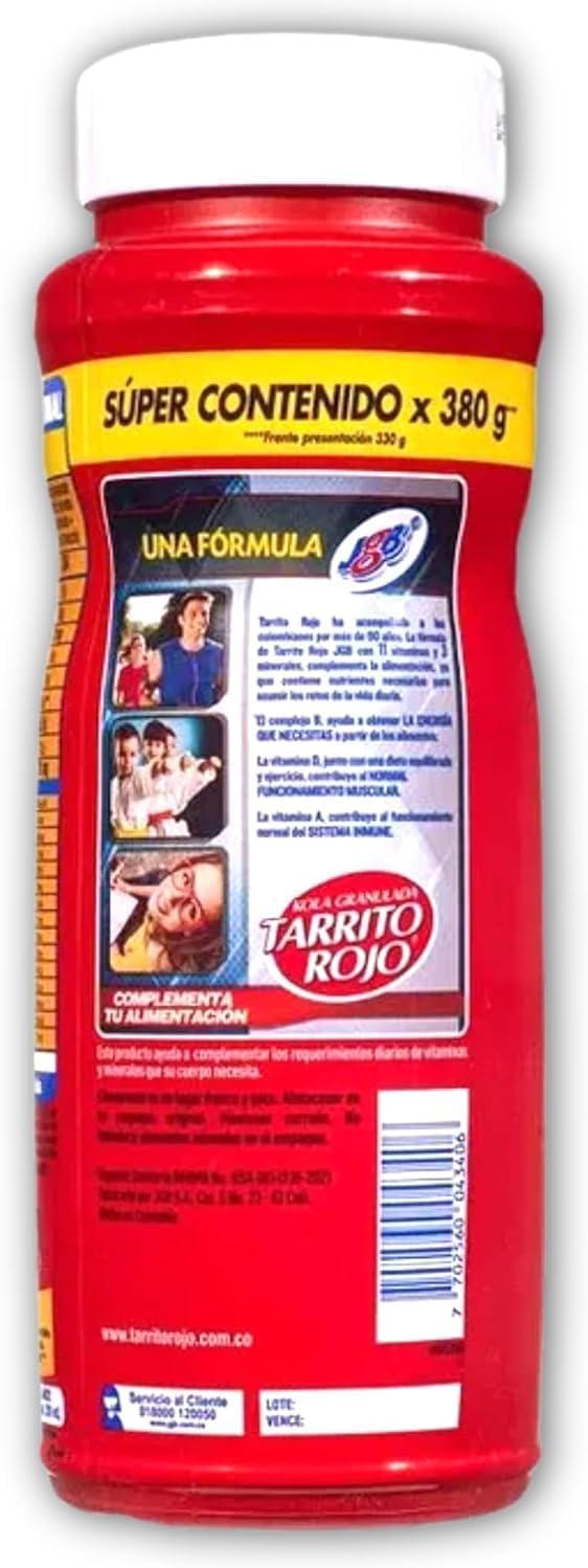 Kola Granulada Tradicional Sabor Tradicional 0- Pack de 2 Tarrito Rojo de 330 gramos - Mejorar el bienestar y la nutrición de tu Cuerpo - Suplemento Multivitamínico - Despensa Colombiana