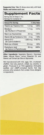 SuperNutrition B Complex Full Spectrum - Complejo B Líquido con Vitamina B12, Biotina y Niacina - Sabor Frambuesa Limón - 59 ml