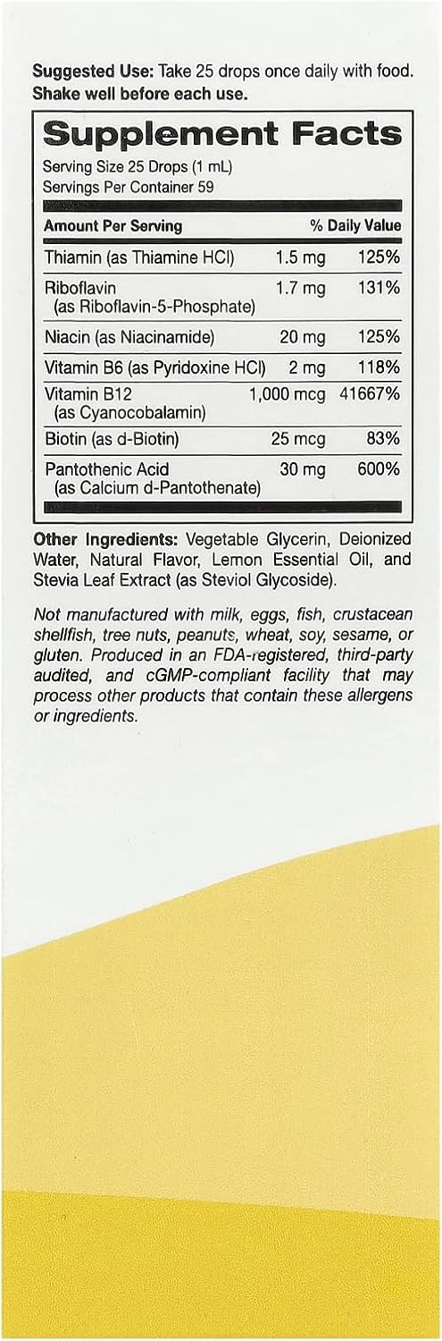 SuperNutrition B Complex Full Spectrum - Complejo B Líquido con Vitamina B12, Biotina y Niacina - Sabor Frambuesa Limón - 59 ml