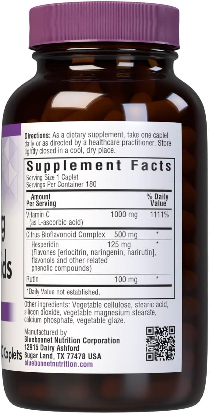 Bluebonnet Nutrition C-1000 mg con Bioflavonoides Cítricos, 180 comprimidos