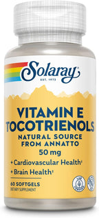 SOLARAY Tocotrienoles de Vitamina E 50 mg, Apoyo Cognitivo, Sin Soja, 50 Cápsulas
