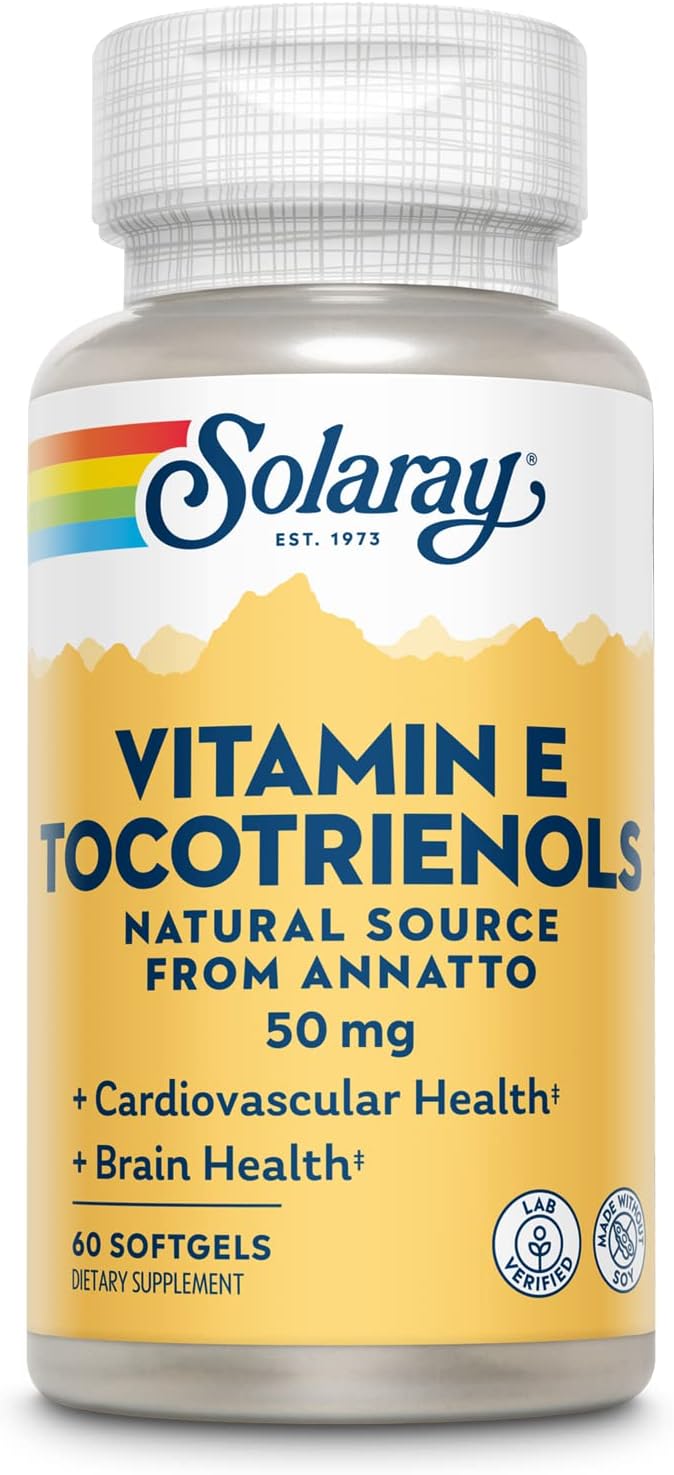 SOLARAY Tocotrienoles de Vitamina E 50 mg, Apoyo Cognitivo, Sin Soja, 50 Cápsulas