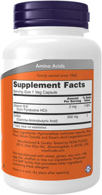 NOW Foods GABA 500 mg con Vitamina B6 - 200 Cápsulas (2 x 100)