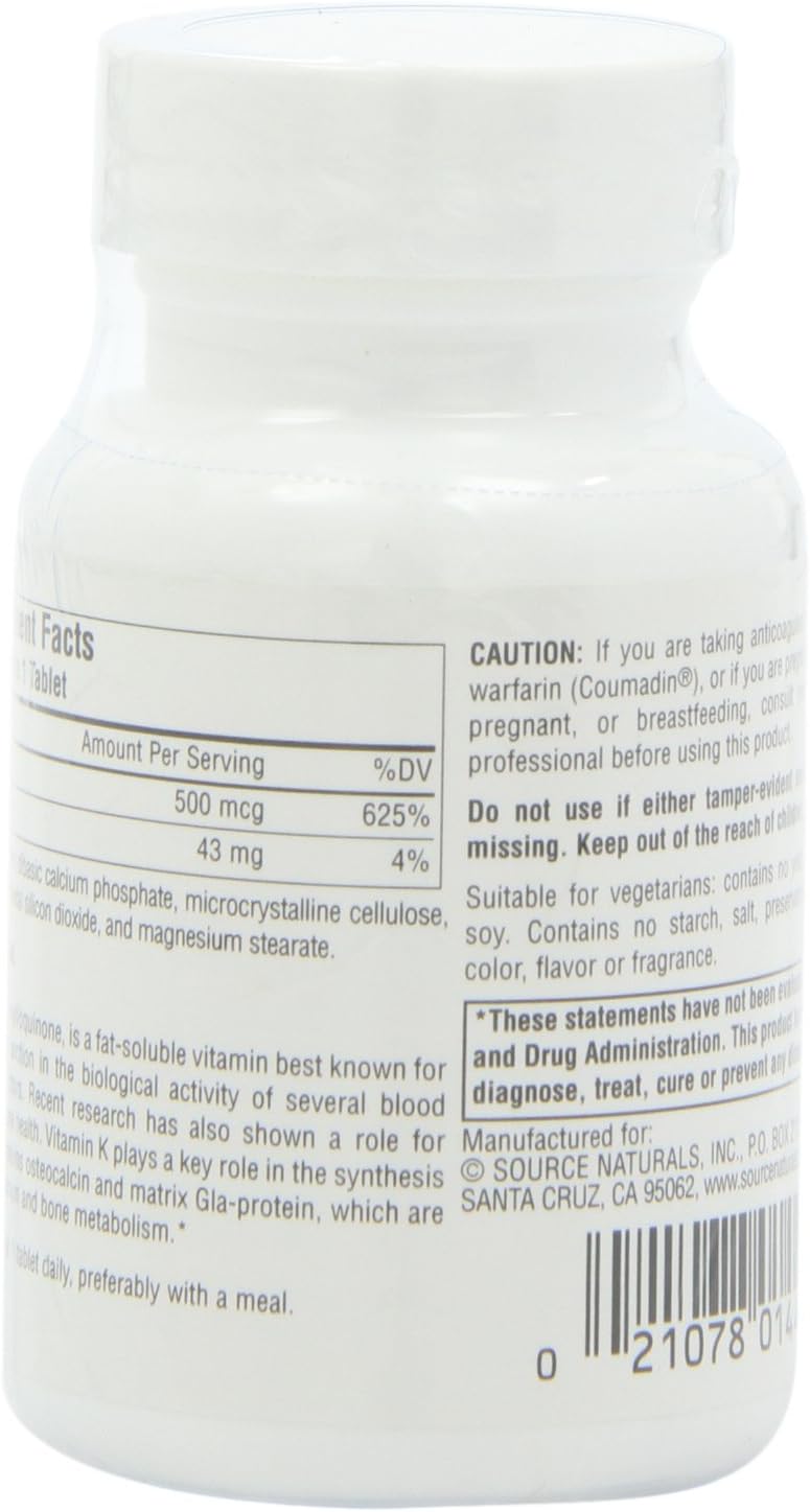 Vitamina K1 de Source Naturals, 100 tabletas