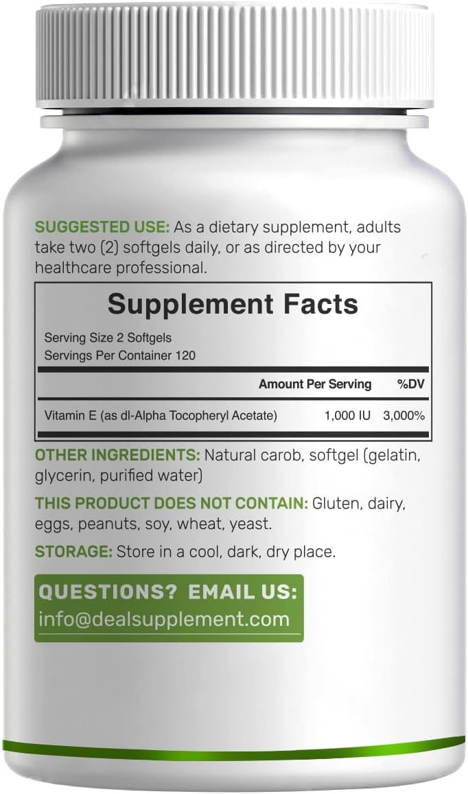 Vitamina E 1,000 IU – 240 Cápsulas Blandas