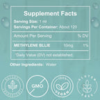 OU Methylene Blue 1% | USP-Grade | Probado por Terceros | Complemento para la Salud Cerebral | 120 ml Frasco de Vidrio con Gotero | Sin Formaldehído (4 Oz)
