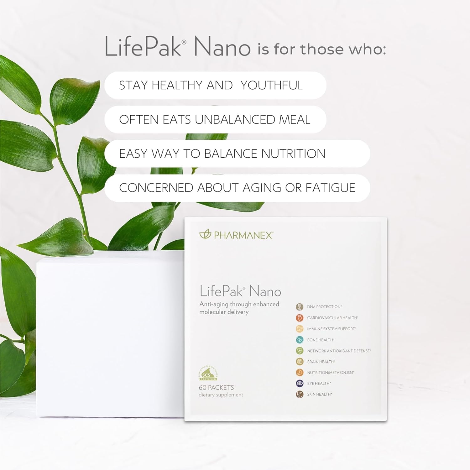 Nu Skin Pharmanex LifePak Nano — Suplemento diario con nutrientes esenciales, 60 sobres