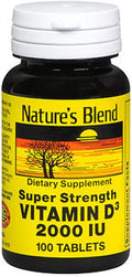 Nature's Blend Vitamina D3 2000 UI Super Strength - 100 Comprimidos, Paquete de 3