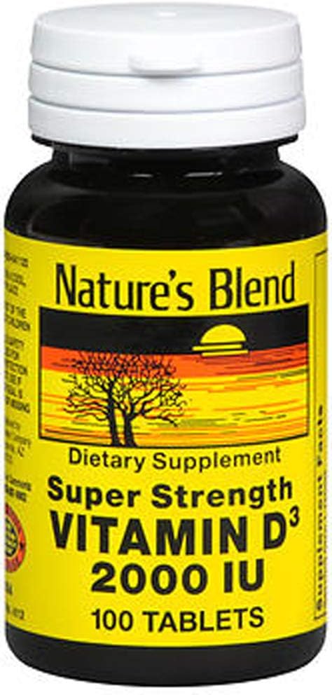 Nature's Blend Vitamina D3 2000 UI Super Strength - 100 Comprimidos, Paquete de 3