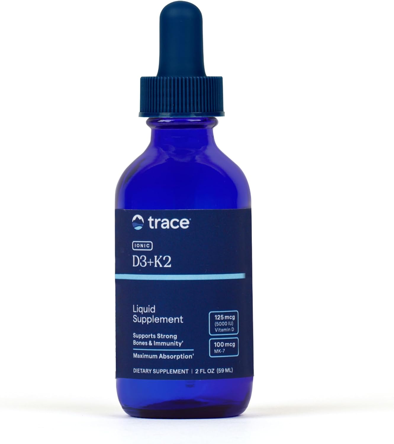 Líquido Iónico de Vitamina D3 + K2 | 125 mcg (5000 UI) D3, 100 mcg K2 | Suplemento Concentrado | 59 ml (296 raciones)