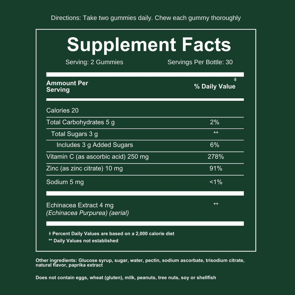 WEEM Gominolas de Apoyo Inmunológico - Vitamina C, Zinc y Equinácea - Suplemento Natural para Niños y Adultos - Sin Gluten - 1 Pack