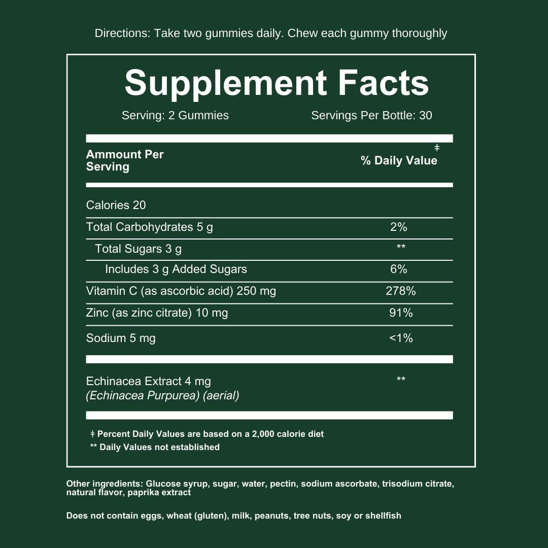 WEEM Gominolas de Apoyo Inmunológico - Vitamina C, Zinc y Equinácea - Suplemento Natural para Niños y Adultos - Sin Gluten - 1 Pack