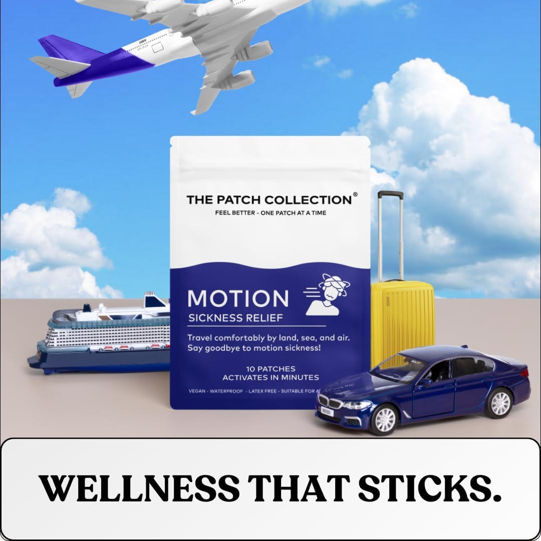 The Patch Collection® – Parche para Alivio de Mareos por Movimiento | Jengibre, Menta, Cártamo, Ginseng (Pack de 10)