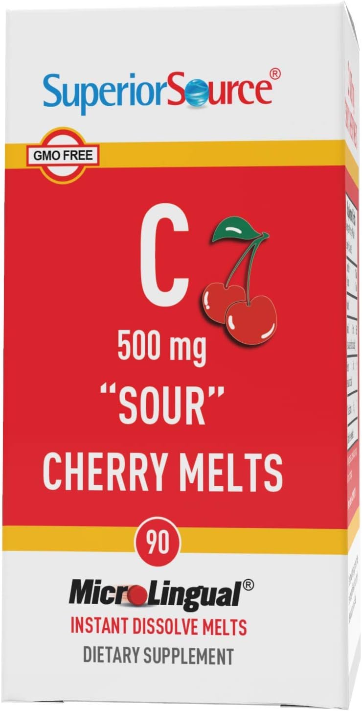 Vitamina C 500 mg Cereza Ácida Superior Source - Suplemento Vitamínico Diario que Apoya la Salud Inmunológica - Fórmula de Vitamina C que Contribuye a la Salud Celular - 90 Comprimidos Sublinguales Disolubles