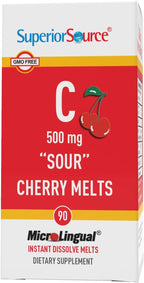 Vitamina C 500 mg Cereza Ácida Superior Source - Suplemento Vitamínico Diario que Apoya la Salud Inmunológica - Fórmula de Vitamina C que Contribuye a la Salud Celular - 90 Comprimidos Sublinguales Disolubles