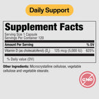 PureFormulas Vitamina D3 5000 IU (125 mcg) - Suplemento de Vitamina D para la Salud Ósea e Inmunitaria - Cápsulas Vegetarianas No Transgénicas - 120 Cápsulas