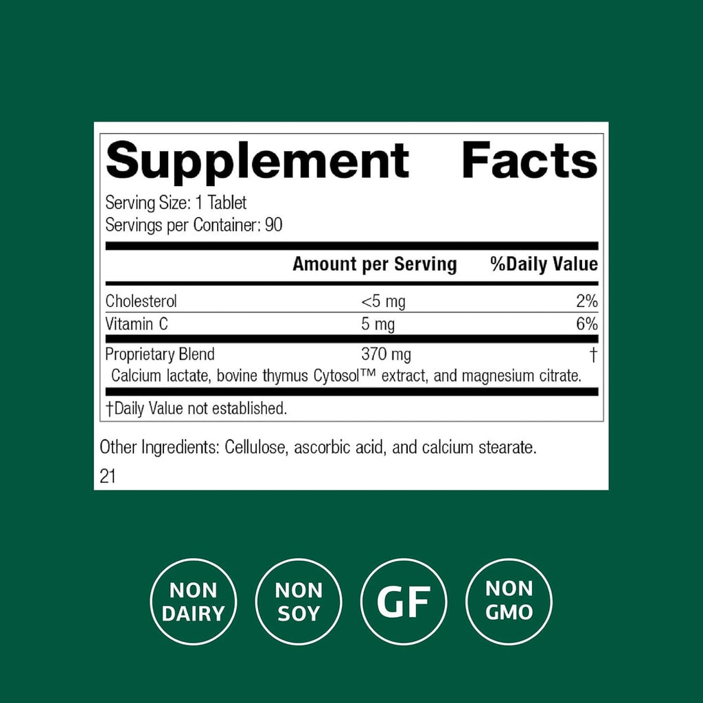 Standard Process Thymex - Suplemento con Extracto Cytosol de Timo para la Salud Inmunitaria - 90 Comprimidos