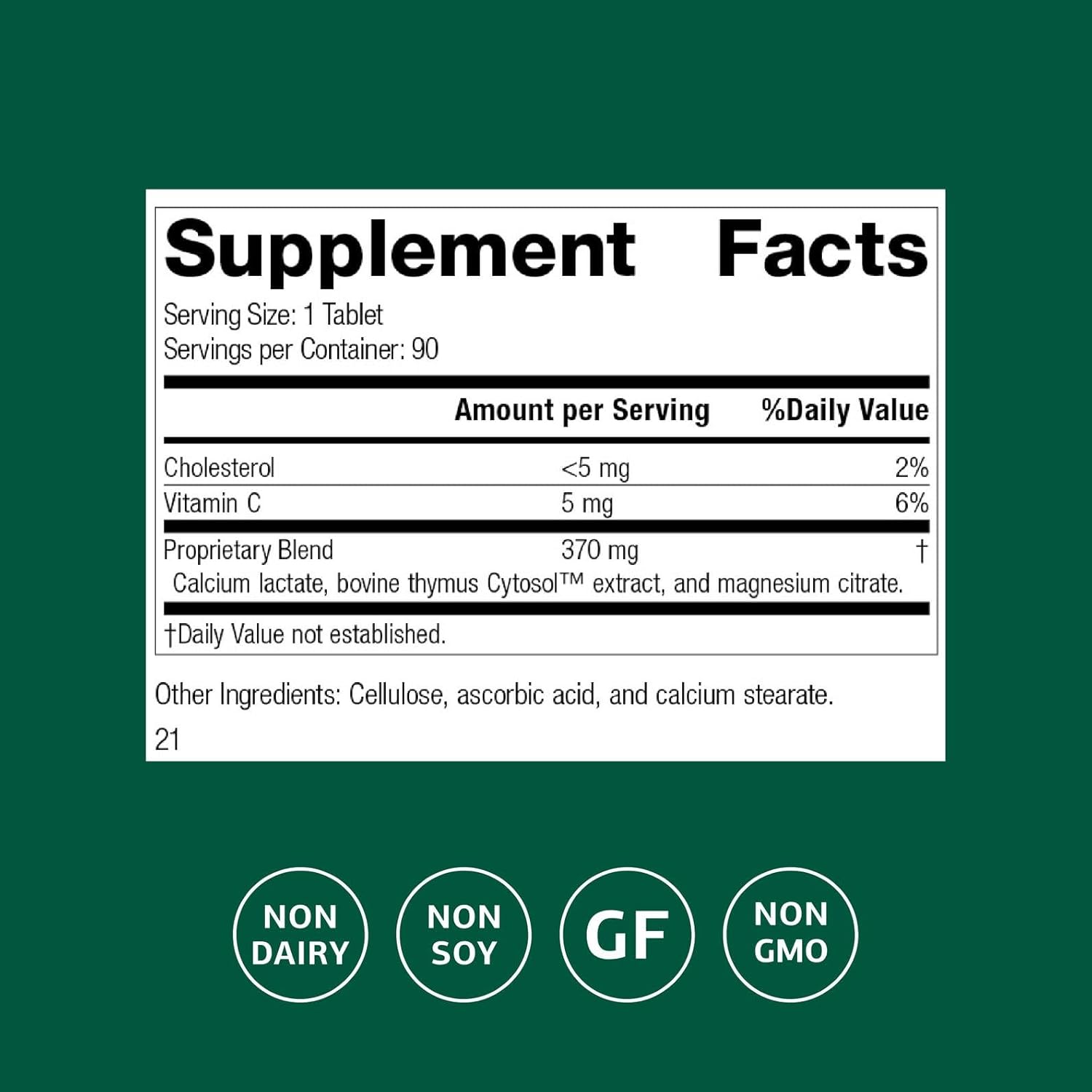 Standard Process Thymex - Suplemento con Extracto Cytosol de Timo para la Salud Inmunitaria - 90 Comprimidos