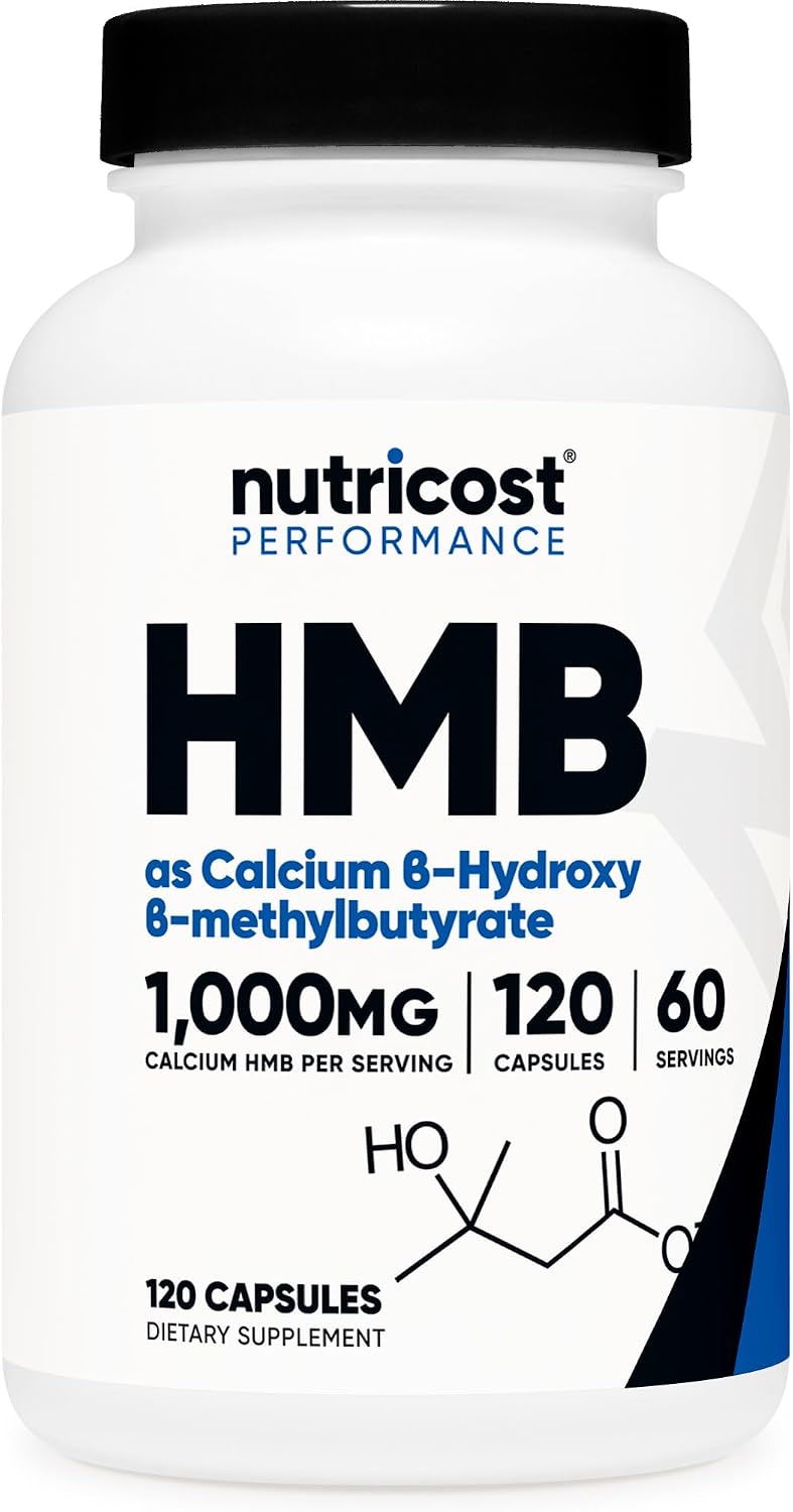 Nutricost HMB (Beta-Hidroxi Beta-Metilbutirato) 1000mg - 120 Cápsulas