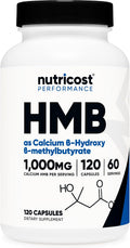 Nutricost HMB (Beta-Hidroxi Beta-Metilbutirato) 1000mg - 120 Cápsulas