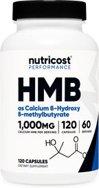 Nutricost HMB (Beta-Hidroxi Beta-Metilbutirato) 1000mg - 120 Cápsulas