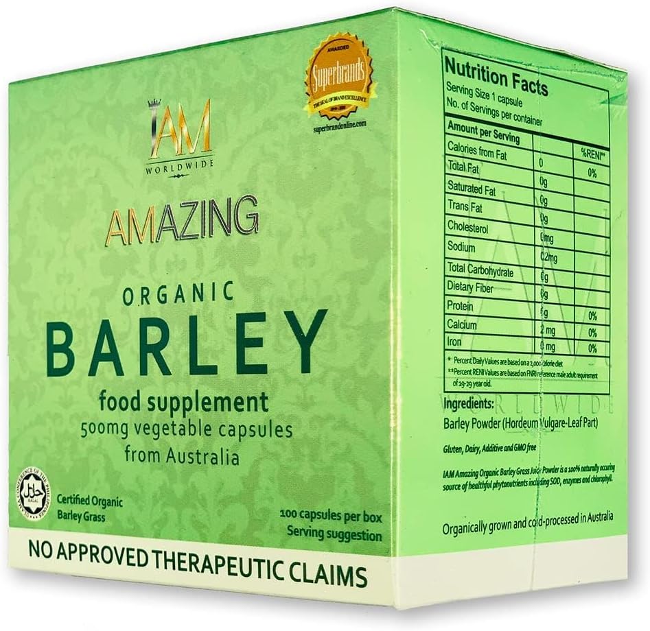 IAM WORLDWIDE Amazing Organic Barley Capsule from Australia - 100 Cápsulas de 500 mg
