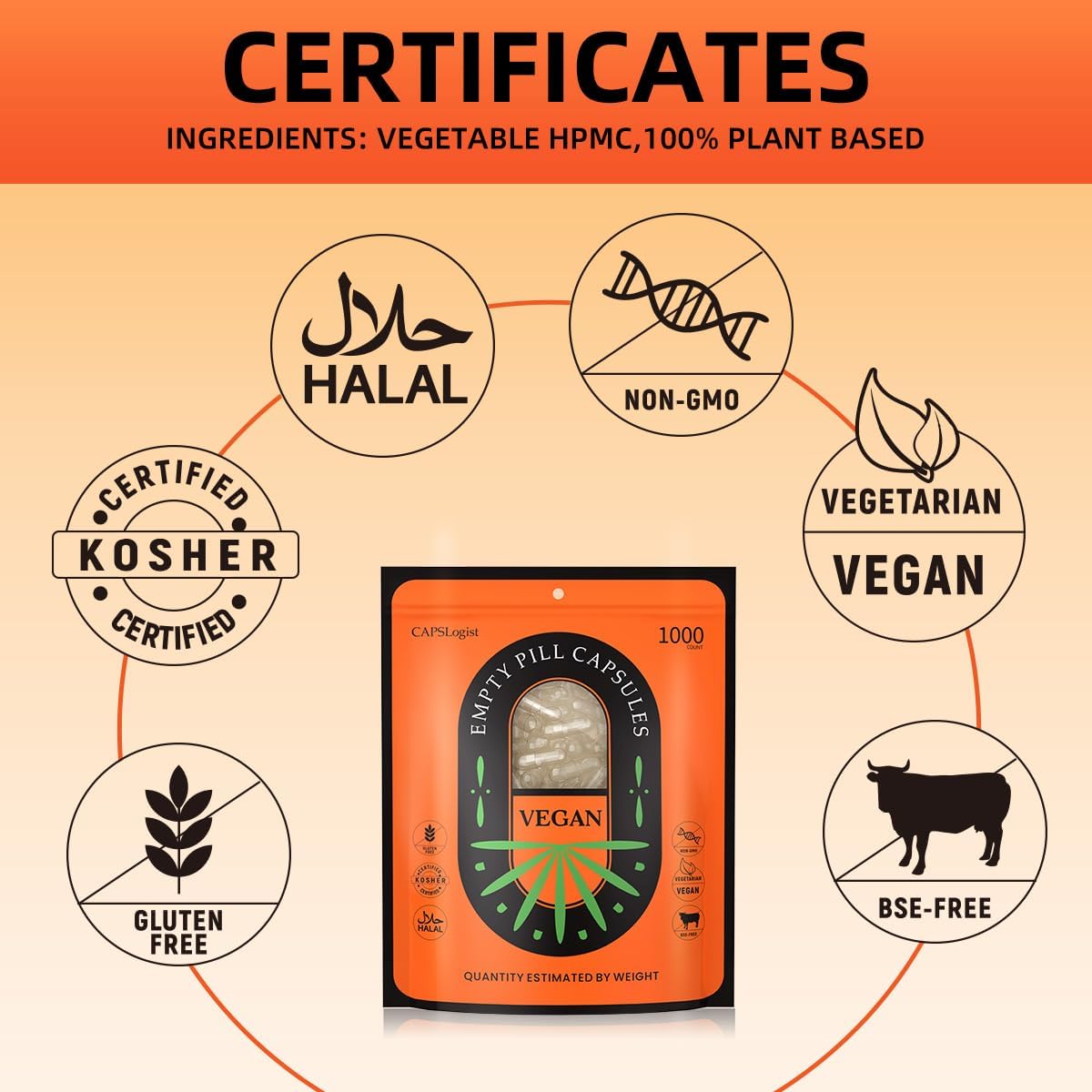 Cápsulas Vacías Tamaño 2, Veganas, 100 Unidades con Cuchara Micro Lab para Kit de Llenado de Cápsulas