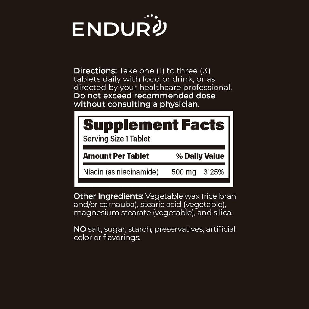Endur-Amide SR Niacinamida 500 mg - 200 Comprimidos de Liberación Sostenida