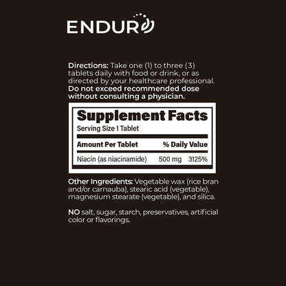 Endur-Amide SR Niacinamida 500 mg - 200 – Niveles plasmáticos estables: Se evitan los picos y valles que pueden – Image 6