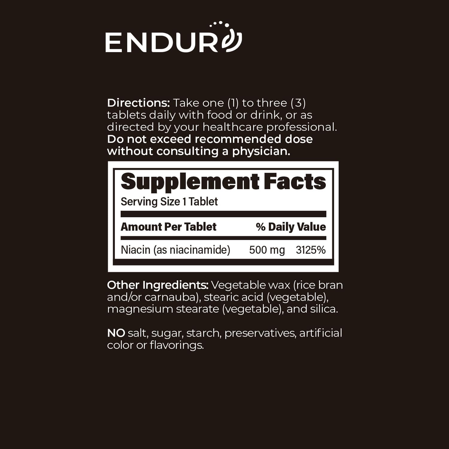 ENDUR-AMIDE 500 mg (90 comprimidos) – Niacinamida de Liberación Prolongada
