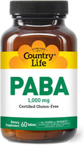 Country Life PABA 1000 mg, 60 Comprimidos