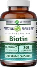 Amazing Formulas Biotina (Vitamina B7) 10 mg, 200 Cápsulas Vegetales