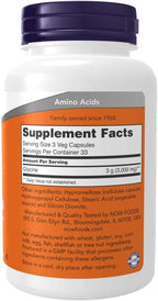 NOW Foods Glycine 1000 mg 100 Capsules - Pharmaceutical Grade Amino Acid