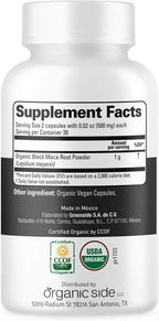 Organic Black Maca 60 Cápsulas | Suplemento Natural con Maca Negra Orgánica